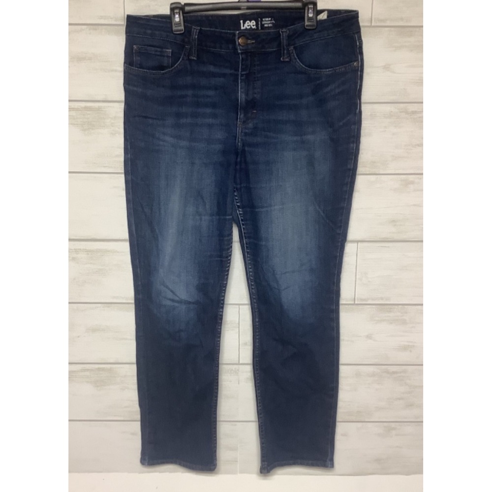 Lee Womens Regular Straight Leg Mid Rise Dark Wash Jeans Size 16L LONG 38x31